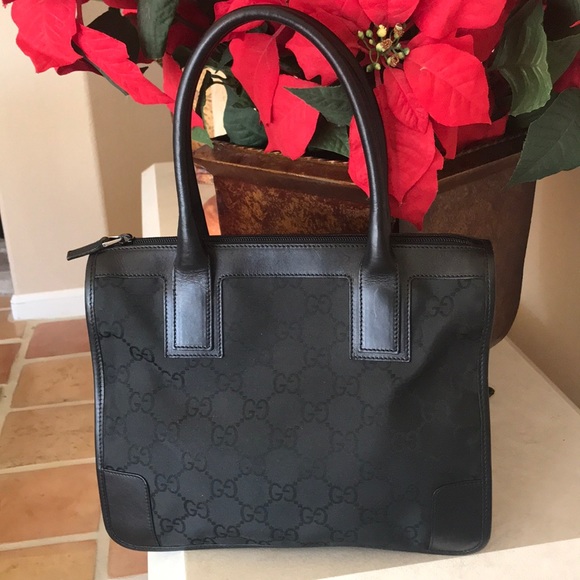 Gucci Handbags - Gucci Nylon Monogram Black Tote